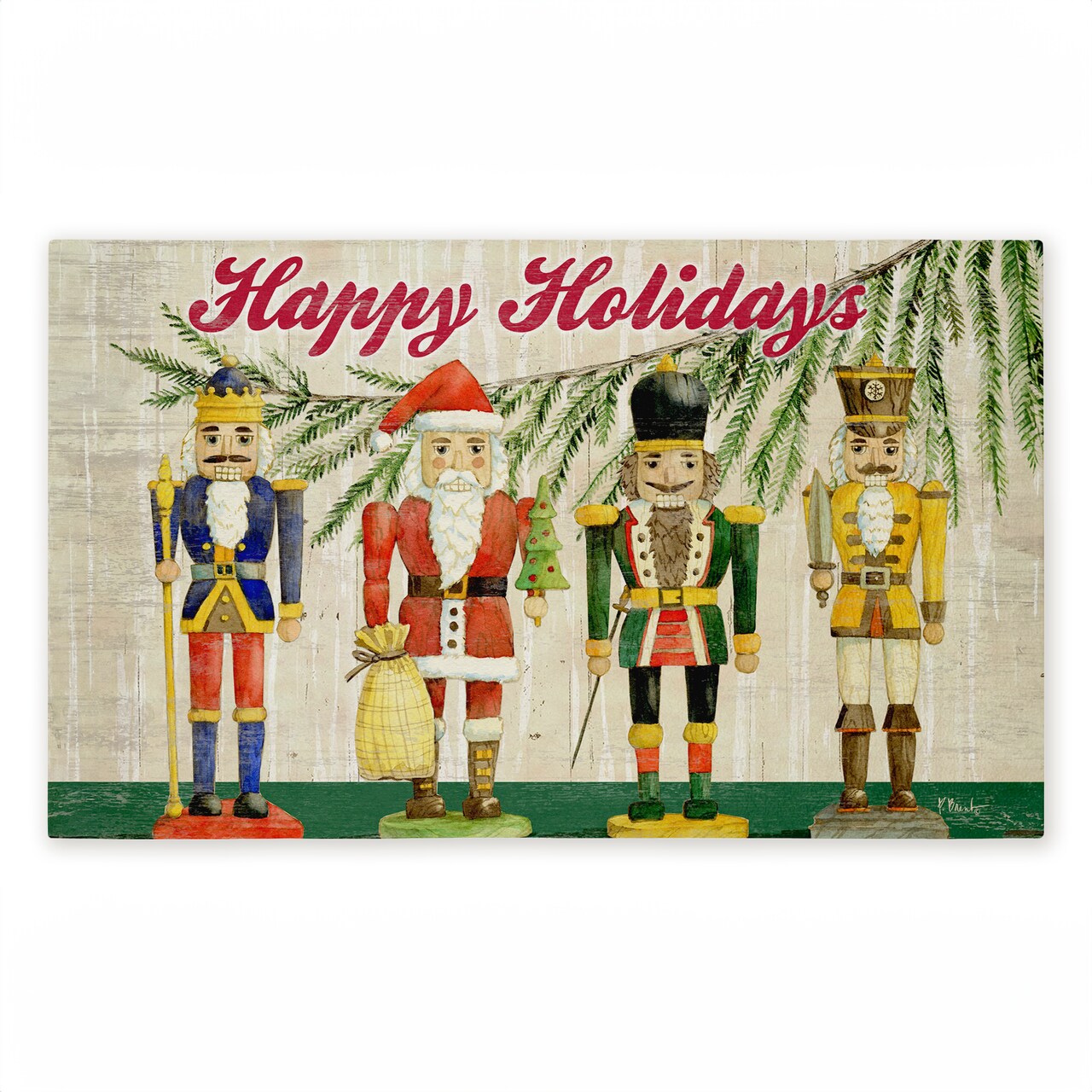 Stupell Industries Classic Nutcrackers Happy Holidays Printed Outdoor Door Mat, design by Paul Brent, 18"x30"